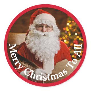 Merry Christmas Santa Claus Personalize Classic Round Sticker