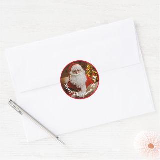Merry Christmas Santa Claus Personalize Classic Round Sticker