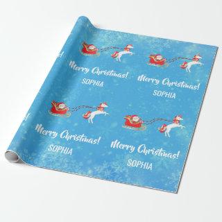 Merry Christmas Santa Sleigh Unicorn Personalized