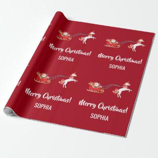 Merry Christmas Santa Sleigh Unicorn Personalized