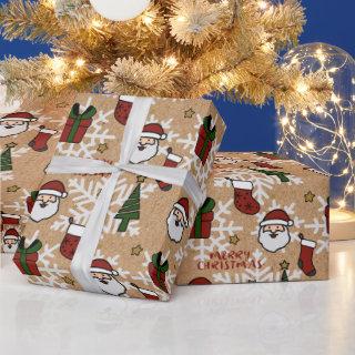 Merry Christmas Santa Themed Kraft Brown Holiday