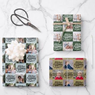 Merry Christmas Script 6 Photo Checkerboard  Sheets