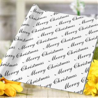 Merry Christmas Script Text Black and White