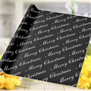 Merry Christmas Script Text Black and White