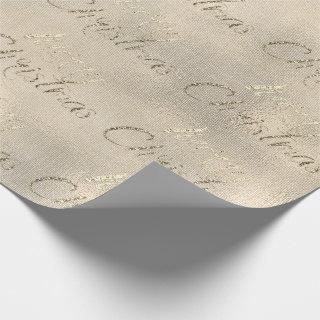 Merry Christmas Sepia Gold Burlap Linen Cottage