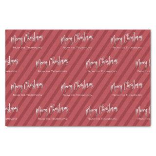 Merry Christmas Silver Calligraphy Script Red  Tissue Paper