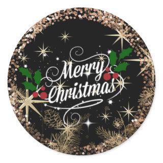 Merry Christmas, sparkle, glitter and shine, Classic Round Sticker