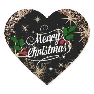 Merry Christmas, sparkle, glitter and shine,  Heart Sticker