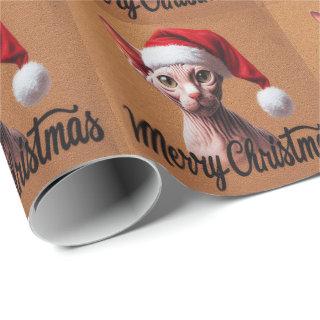 Merry Christmas Sphynx Cat, Xmas Santa Sphynx