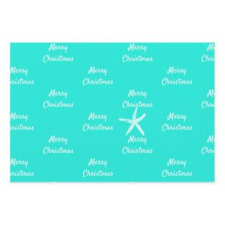 Merry Christmas Starfish Patterns Teal Blue Green  Sheets