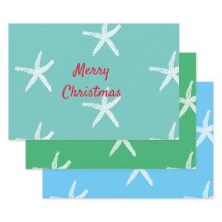 Merry Christmas Starfish Teal Blue Green 2023  Sheets