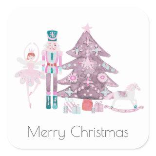 Merry Christmas Sticker with Nutcracker characters