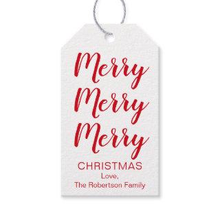 Merry Christmas Tags in Red or Your Color Choice