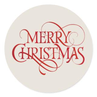 Merry Christmas Text Classic Round Sticker