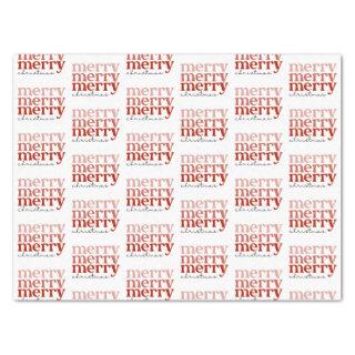 Merry Christmas Text Greeting Red and White Tissue Paper