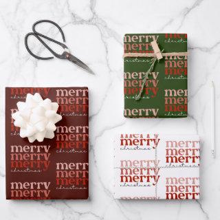 Merry Christmas Text Greeting Red & Green Pattern  Sheets