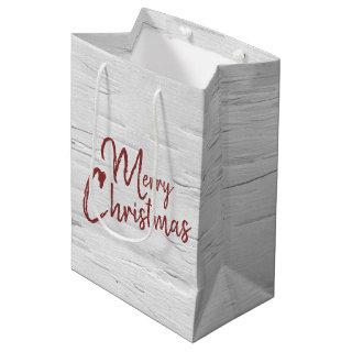Merry Christmas Text on Birch  Medium Gift Bag