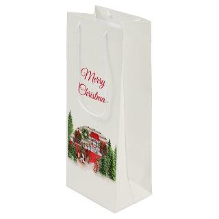Merry Christmas Trailer Camper Rustic Scene Wine Gift Bag