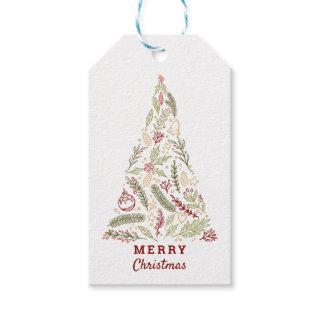 Merry Christmas Tree Pine Cones Holly Mistletoe Gift Tags