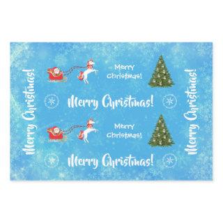 Merry Christmas Tree Santa Cute Kids Unicorn Blue  Sheets