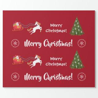 Merry Christmas Tree Santa Sleigh Girly Unicorn