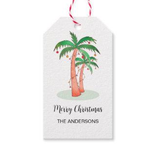 Merry Christmas Tropical Palm Tree Gift Tags