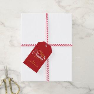 Merry Christmas Typography Personalized Gift Tags