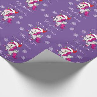 Merry Christmas unicorn & snowflakes personalized