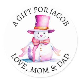 Merry Christmas | Vintage Watercolor Snowman Classic Round Sticker
