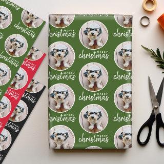 Merry Christmas with One Circle Photo - red green  Sheets