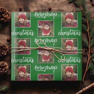 Merry Christmas with One Square Photo - green