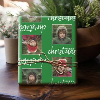 Merry Christmas with Two Square Photos - green