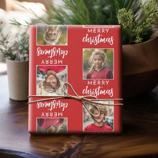 Merry Christmas with Two Square Photos - red