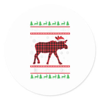 Merry Christmoose Family Pajamas Moose Classic Round Sticker