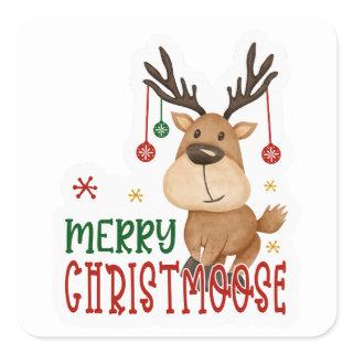 Merry Christmoose Square Sticker