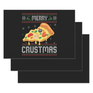 Merry Crustmas Funny Christmas Pizza Ugly Sweater  Sheets