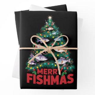 Merry Fishmas Christmas Tree Lights Fish Fishing   Sheets