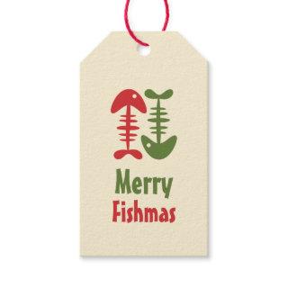 Merry Fishmas Funny Cute Retro Christmas Fish Bone Gift Tags