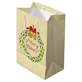 Merry Fitness Wreath Cream Gift Bag