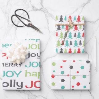 Merry Joy Happy Jolly Trees Dots Christmas  Sheets