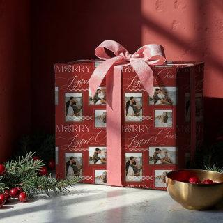 Merry Joyful Cheer Wavy Retro Modern Photo Collage