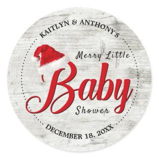 Merry Little Christmas Baby Shower Classic Round Sticker