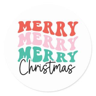 Merry Merry Merry Christmas Classic Round Sticker