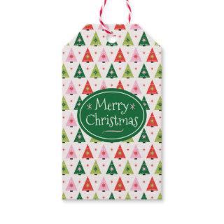 Merry & Mod Retro Christmas Trees Gift Tag