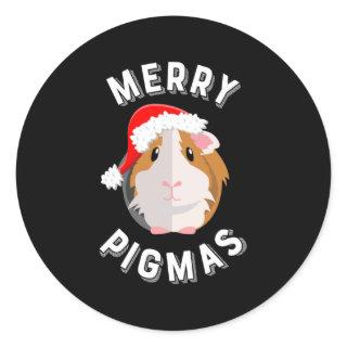 Merry Pigmas Cute and Funny Guinea Pig Christmas Classic Round Sticker
