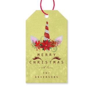 Merry To Holiday Gift Tag  Unicorn Red Pink Yellow