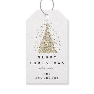 Merry To Name Holiday Gold Diamond ChristmasTree   Gift Tags
