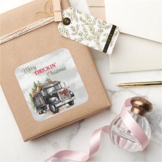 Merry Truckin' Christmas Square Sticker