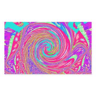 Mesmerizing Whirlpool Love Cyan Text art Graphic  Rectangular Sticker