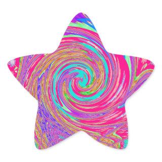 Mesmerizing Whirlpool Love Cyan Text art Graphic  Star Sticker